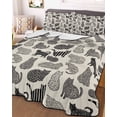 thumbnail image 3 of Quilts Full Size Bedding Set, Black Cat Lightweight Quilted Comforter, Rustic Striped Geometric Abstract Soft Reversible Bedspread Coverlet with Pillow Covers for All Season, 78" x 90", 3 of 7