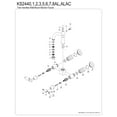 thumbnail image 6 of Kingston Brass KS2442AL Heritage Double-Handle Wall-Mount Bridge Kitchen Faucet, Polished Brass, 6 of 7