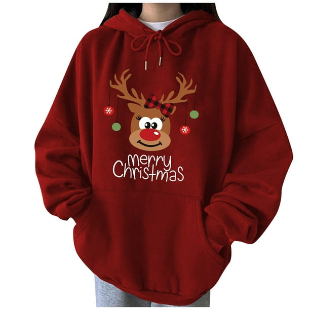 Sudaderas de Cuello Redondo de Navidad Para Mujer Suéter de Manga Larga Con Estampado de Moda Casual Odeerbi ODB206745