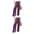 thumbnail image 1 of Sonducket Señoras Verano Primavera Pantalones Bolsillos Largo Suelto Casual Pierna ancha Cintura alta Moda elástica para ropa de calle Púrpura Púrpura L 2piezas, 1 of 6
