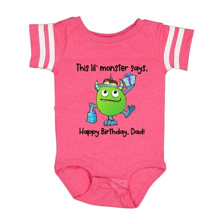 

Inktastic This Lil Monster Says Happy Birthday Dad Gift Baby Boy or Baby Girl Bodysuit