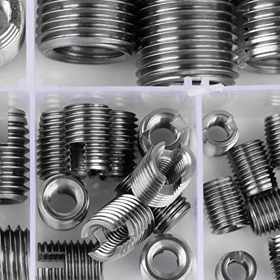 50Pcs Stainless Steel Inner Thread Self Tapping Thread Inserts Set, Reinforce Repair Tool with Storage Case, M3/M4/M5/M6/M8/M10