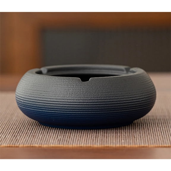 Ceramic Ashtray With Lid Smokeless Cigarette Cigar Ash Tray Smoking Ash Holder for Home Office Coffee Bars- Black and white gradient (excluding lid)