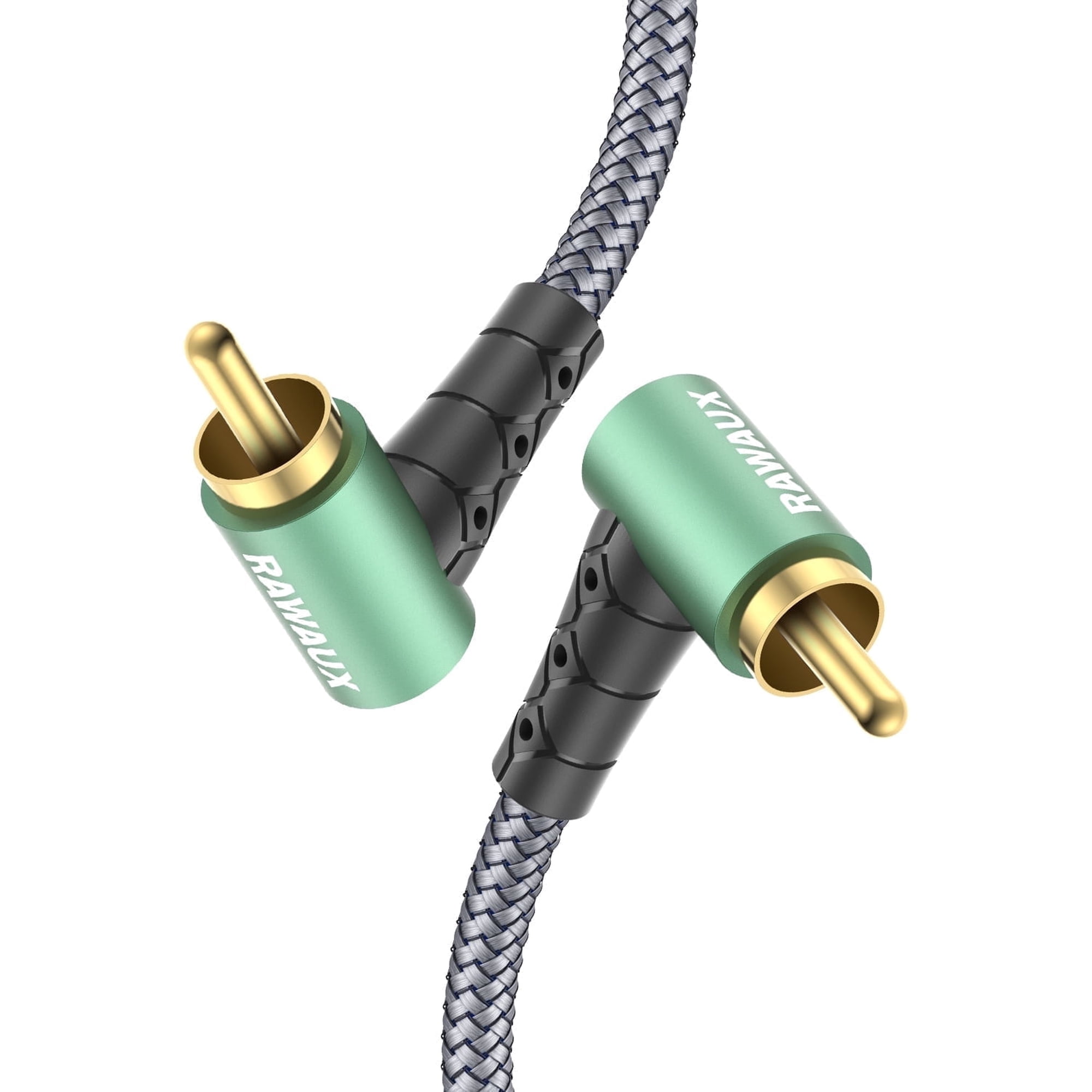 RAWAUX Double 90 Degree Right Angle RCA Subwoofer Cable, Coaxial Audio Cord (3.3ft/1m)