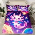 thumbnail image 2 of Manfei Cute Salamander Bed Sheets,Galaxy Starry Sky King Sheets,Pink Kawaii Axolotl Sheet Set For Girl Kids,Super Cozy Room Decor,4-Piece, 2 of 7