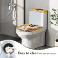 thumbnail image 4 of COEQINE Toilet Lid Cover and Toilet Tank Cover Breathable Easy to Clean Replacement with a 2-Piece Toilet Cover Set, Black Cat Book Floral Leaf Yellow, 4 of 7