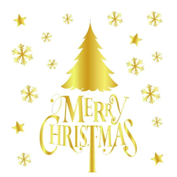 Adhesivo estático de PVC de Navidad extraíble, pegatinas de ventana de Papá Noel, pegatinas de pared de copo de nieve para embellecer, Kits de decoración para fiestas dorado Weihnachtsbaum Kearding JR1141-04