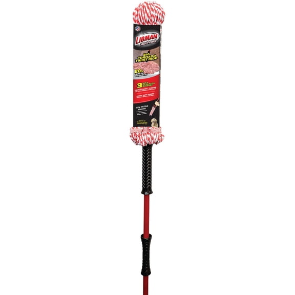 Libman Big Tornado Mop - Synthetic Yarn, Red — Residential Use, Standard Application