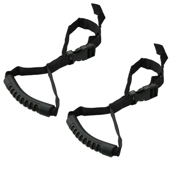 Unique Bargains 2pcs Auto Cane Car Grab Handle Adjustable Standing Aid Safety Handle Support Nylon Grip Handle Black