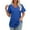 Blue, variant on OSOLU Solid Color Women T-Shirt Tee Tops V-Neck Short Sleeve Casual Tops Loose Fit Basic Tees With Curved Hem Trendy Dailywear