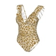 thumbnail image 4 of Yiaed Gold Drops Print Women's Ruffled One Piece Swimsuit V Neck Swimwear Slimming Monokini for Woman-X-Large, 4 of 8