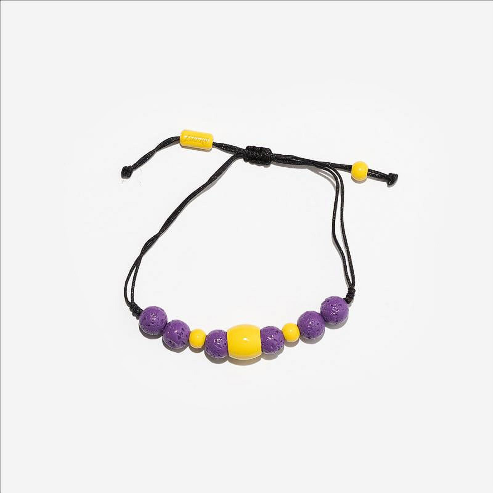 Ed Jacobs x NBA LA Lakers Stainless Steel Lava Stone Adjustable Bracelet