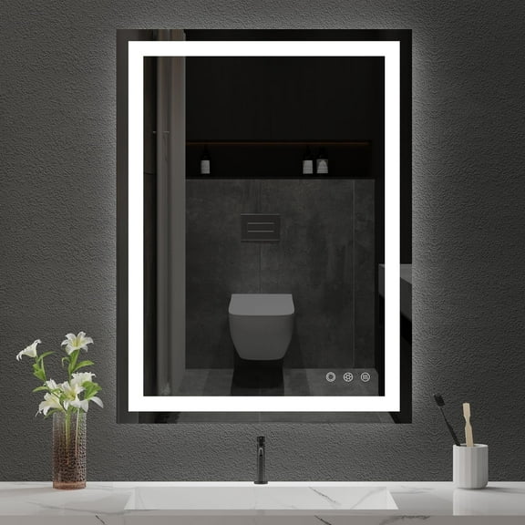 FUNTOUCH 24" X 32" Wall Mounted Vanity Mirror LED Bathroom Mirror with Lights, Anti-Fog, 3 Colors Dimmable, Memory, UL Listed, Waterproof