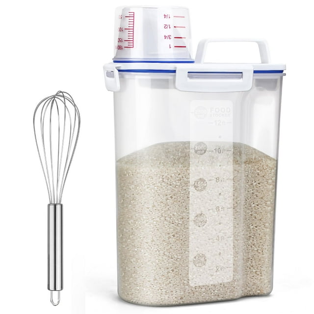 Recipiente de almacenamiento de alimentos Uppetly Rice hermético de 3 litros con batidor