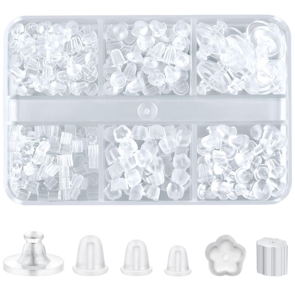 600 topes para aretes de silicona transparente hipoalergénicos Formulen