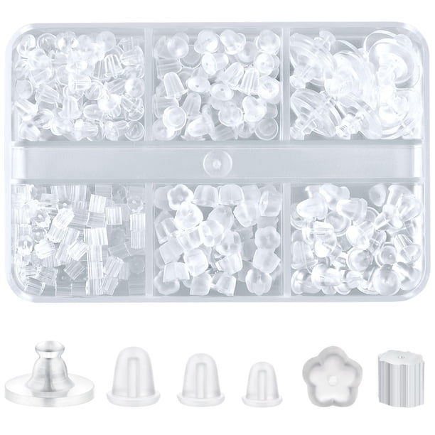 600 topes para aretes de silicona transparente hipoalergénicos Formulen