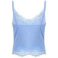 thumbnail image 2 of Alvivi Women's Lace Crop Top Y2k Cropped Tees Cami Ribbed Knitted Tank Tops Blue L, 2 of 7