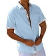 thumbnail image 1 of BOBOGOJP Chemises à Boutons pour Hommes Coupe Régulière Manches Courtes Chemise Décontractée, Bleu TG, 1 of 4