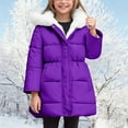 thumbnail image 5 of newwalpole Girls Winter Coats Hooded Sherpa Lined Lightweight Jacket Thick Warm Puffy Waterproof Windproof Cotton Shiny Jackets Purple for Size 3-4 Years, 5 of 6