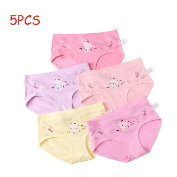 Dsseng 5Pcs Little Girls Soft Briefs, Toddler Soft Cotton Underwear Baby Panties, Little Girls' Assorted Briefs