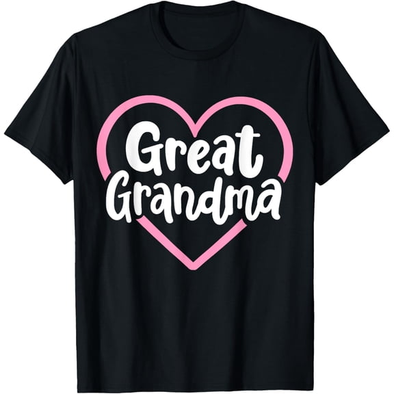 Great Grandma Heart T-Shirt - Cute Pink Graphic Tee for Women - Retro Family Gift Apparel - Comfortable Cotton Short Sleeve Top