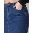 thumbnail image 6 of Unique Bargains Women's Denim High Waisted Above the Knee Pencil Skirt 2XL Dark Blue, 6 of 7