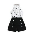 thumbnail image 2 of Easter Girl Clothes Girls' Casual Sleeveless Round Neck Strap Loose Botton Printed Short Pants Tank Top SetsI2 Black 9-10 Years, 2 of 9