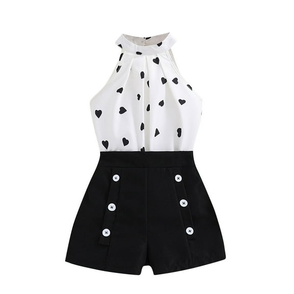 ibuvkizy Toddler Baby Girl Tank Top Sets Summer Girl Outfits Clothes,Girls Casual Sleeveless Round Neck Strap Loose Botton Printed Short Pants Tank Top Sets,Gifts for Her