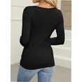 thumbnail image 5 of Long Sleeve Shirts for Women Fall Outfits Knit Tops Scoop Neck Slim Fit Basic Tee, 5 of 6