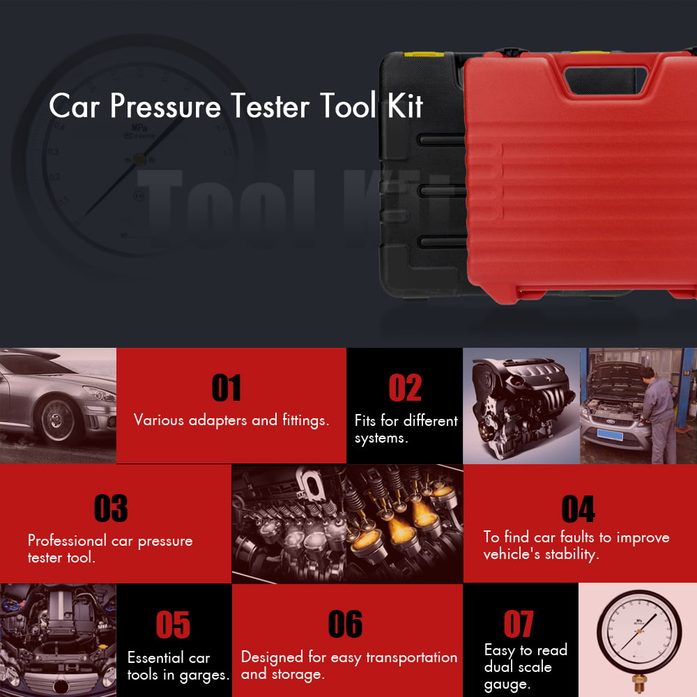 Car AUTO Exhaust Back Pressure Tester Set Pressure Gauge Test Tool Sensor Kit 