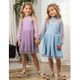 thumbnail image 4 of Arshiner Girls Dresses Contrast Mesh Puff Long Sleeve Mock Neck Formal Party A Line Short Tulle Dres, 4 of 5