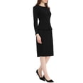 thumbnail image 4 of Robes Moulantes pour Femmes Col Rond Manches Longues Tenues Décontractées de Travail Robe Fourreau à Basque m Noir, 4 of 6