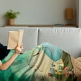 thumbnail image 3 of Mural Soft Flannel Fleece Throw Blanket, Fictional Scene of Little Girl with Blue Polka Dotted Dress Holding a Flamingo Toy, Cozy Plush for Indoor and Outdoor Use, 70" x 90", Multicolor, by Ambesonne, 3 of 5
