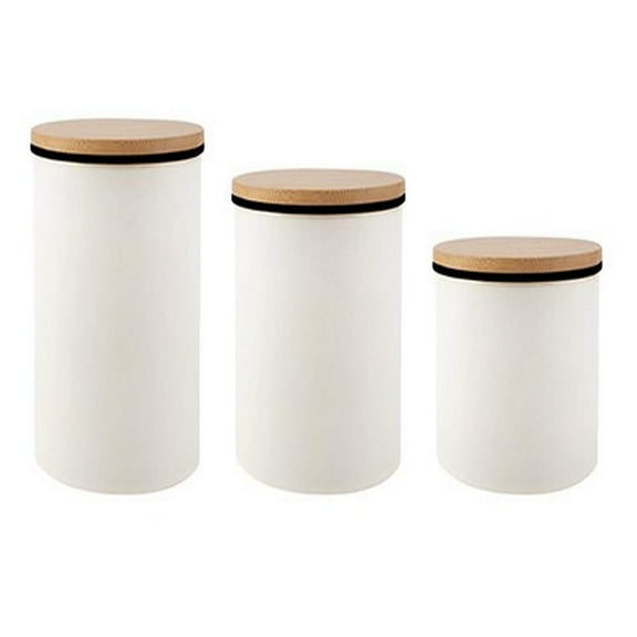 Tablecraft Enamelware Collection‚Ñ¢ Canister Set w/Wood Top