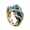 Gold A, variant on Ocean Wave Rings for Women Unique Blue Gemstone Band Stainless Steel Sea Vintage Costume Statement Personalized Gift Jewelry Silver Plated C