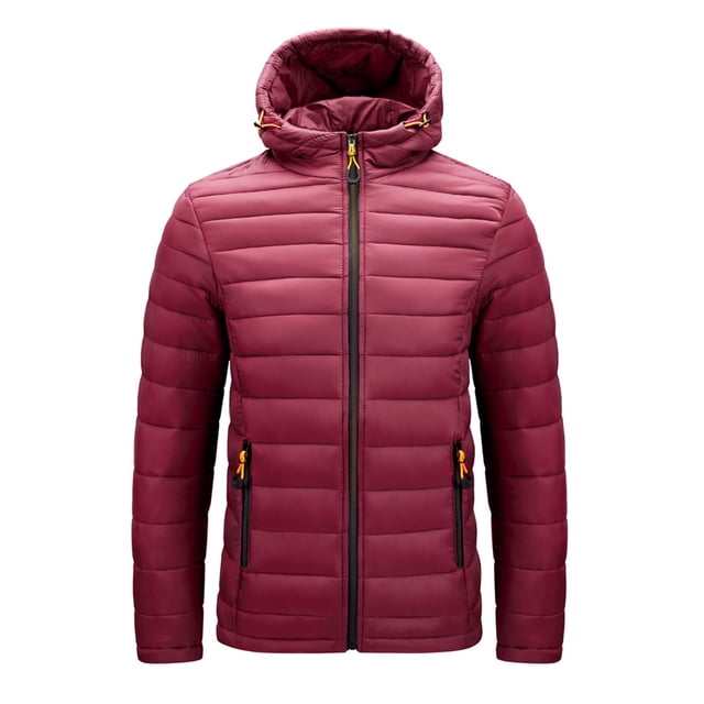 RKSTN Puffer Jacket Men Winter Warm Cotton Padded Hooded Down Jacket Patchwork Slim Windproof Full Zipper Winter Jacket with Pockets
