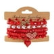 thumbnail image 2 of Juego de 5 pulseras de corazón para San Valentín para mujer, de arcilla polimérica, con cuentas de corazón rojo, pulsera de cerámica, 2 of 6