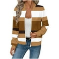 thumbnail image 2 of Women's Winter Outerwear Jacket Gradient Printed Pocket Zipper Long Sleeve Casual No Hood, 2 of 5