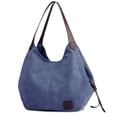 thumbnail image 1 of DOURR Bolso de hombro con múltiples bolsillos para mujer, bolso de mano de lona de algodón a la moda, 1 of 5