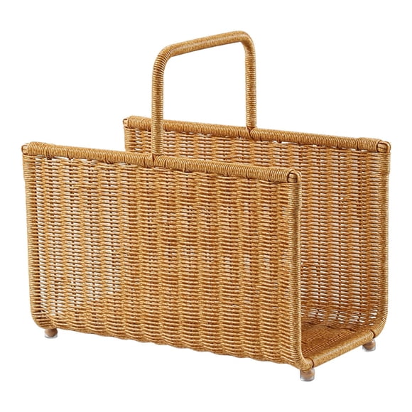 Revistero de ratán sintético, cesta para revistas de exterior, expositor de regalos, decoración del hogar, almacenamiento de libros, tejido
