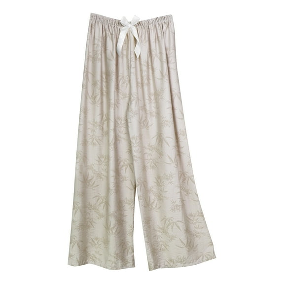 LADIGASU Womens Solid Color Cotton Linen Wide Leg Pants Loose And Casual Home Elastic Pants