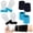 Black, Blue, variant on ZYNERY 2 Pairs Gymnastics Grip Pads with 2 Pairs Wristbands for Kids, Leather Weightlifting Gymnastics Sports Fitness Hand, Wrist Protectors Set for Weightlifting/Pull-up Sports (Black + Blue)