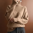thumbnail image 3 of Womens Sweaters For Women Sweaters Turtleneck Loose Casual Literary Knit Pullover Sweater Soft Knitting Cotton Material Autumn Winter Fashion Fall Sweaters For Women, 3 of 5
