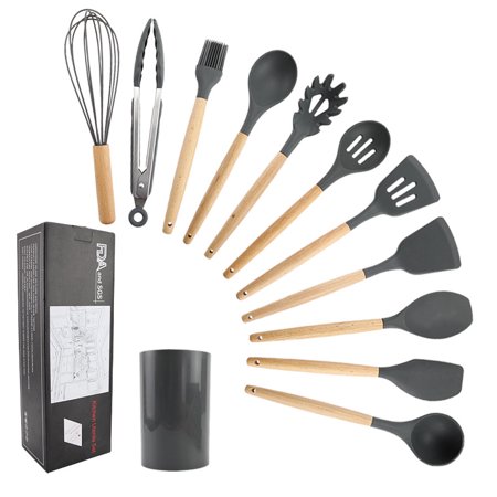 

silicone wood handle kitchen utensils 9-piece set 11-piece set non-stick pan household kitchen utensils 11-piece set (including bucket + color box)