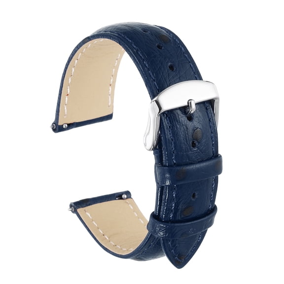 Uxcell Watch Band 20mm Width Vintage Top Grain Leather Quick Release Watch Strap Wristband Replacement Bands with Buckle Pin for Men Women Gifts, Silver-Blue