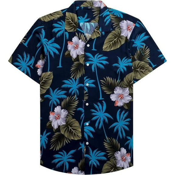 Hawaiian Shirt for Men Summer Beach Casual Short Sleeve Button Down Shirts Printed Tropical Vacation Shirts