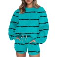 thumbnail image 1 of Puntoco Conjunto De Sudadera Con Pantalón Y top Con Cuello Redondo, Manga Larga, Informal, Estampado A Rayas, Para Mujer, Azul Cielo L, 1 of 3