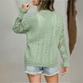 thumbnail image 6 of Lovskoo Sweaters for Women Casual Trendy Solid Hollow Out Pullover Long Sleeve Round-Neck Sweater Green, 6 of 6