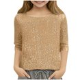 thumbnail image 2 of ZOYOEN Girl Sequins Shirts- Long Sleeve Crewneck Soft Lined Cute Party Tops Gold Size 12, 2 of 7