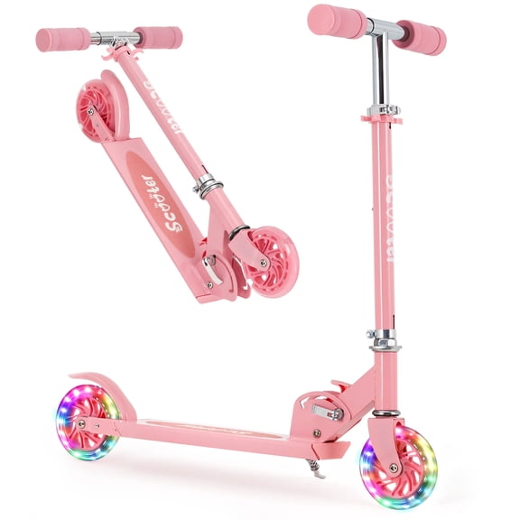 Kick Scooter for Kids, Kids Scooter with 5" LED RGB Lighted Wheels, 4.6 Lbs Lightweight and One-Click Detachable Design